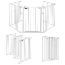 5-Panel Baby Pet Playpen Steel Fireplace Fence W/ Lockable Gate