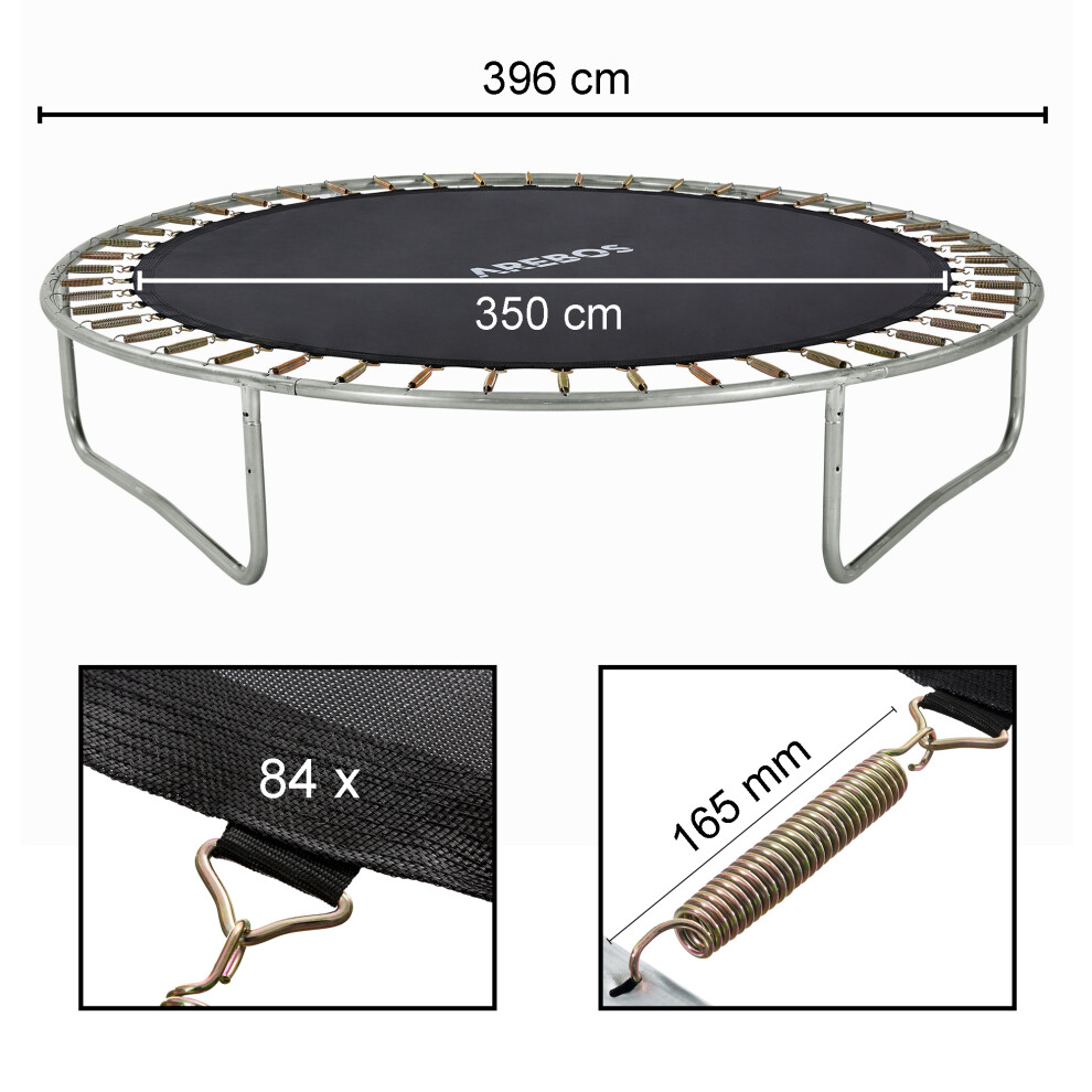 AREBOS Jumping mat Ø 350cm for trampolines with Ø 396cm, 84 eyelets and 165mm springs