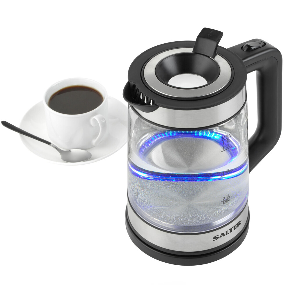 Glass Jug Kettle Cordless 1.7L 2200W Illuminated LED Light Easy Fill Salter