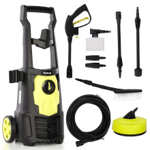 Birtech 1650W 135Bar Electric Pressure Washer – 420L/H, 2-in-1 Adjustable Nozzle, Snow Foam Kit, IPX5, TSS, Portable