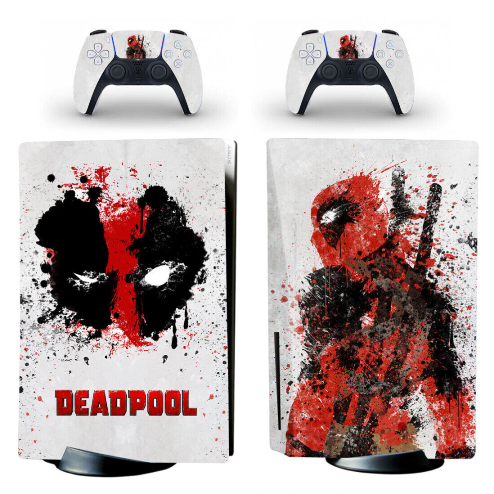 Deadpool Watercolour Splash Skin Sticker For PS5 Disc Console