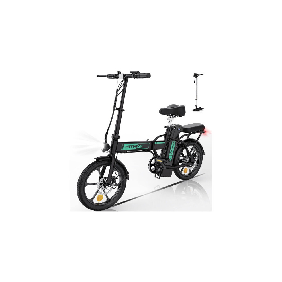 Hitway BK5 Electric Folding Bike 16" Fat Tire, 8.4Ah 250W 36V e-Bike Black