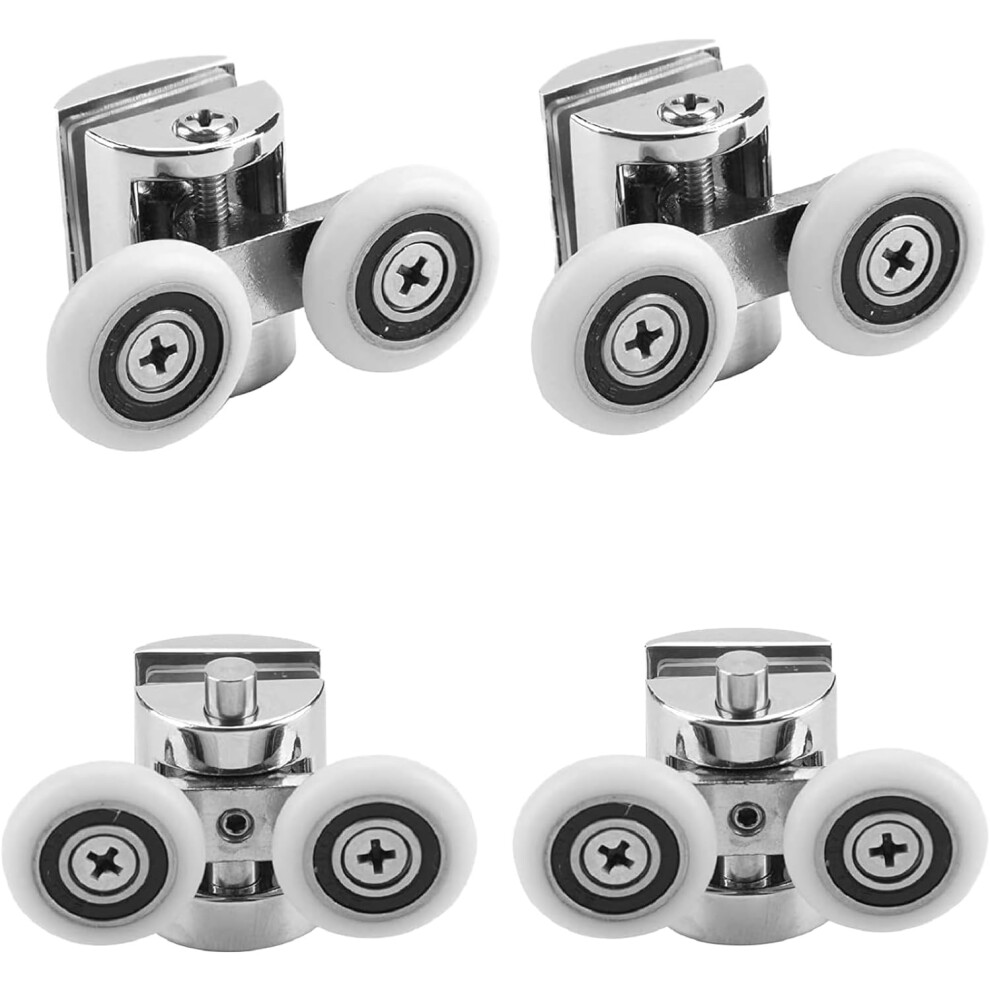 4x 25mm Twin Zinc Alloy Shower Door ROLLERS/Runners/Wheels Top&Bottom