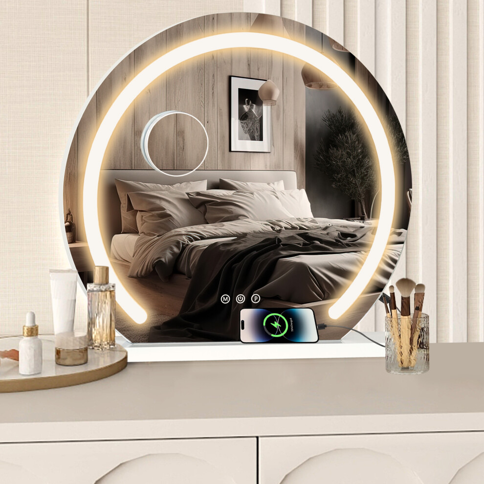 50cm Round LED Lighted Hollywood Mirror Dimmble Vanity Make up Mirror