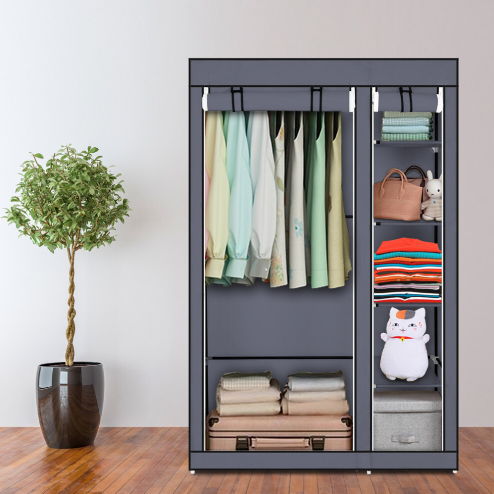 67" Portable Clothes Closet Non-woven Fabric Cover Wardrobe w/ Hanging Rod