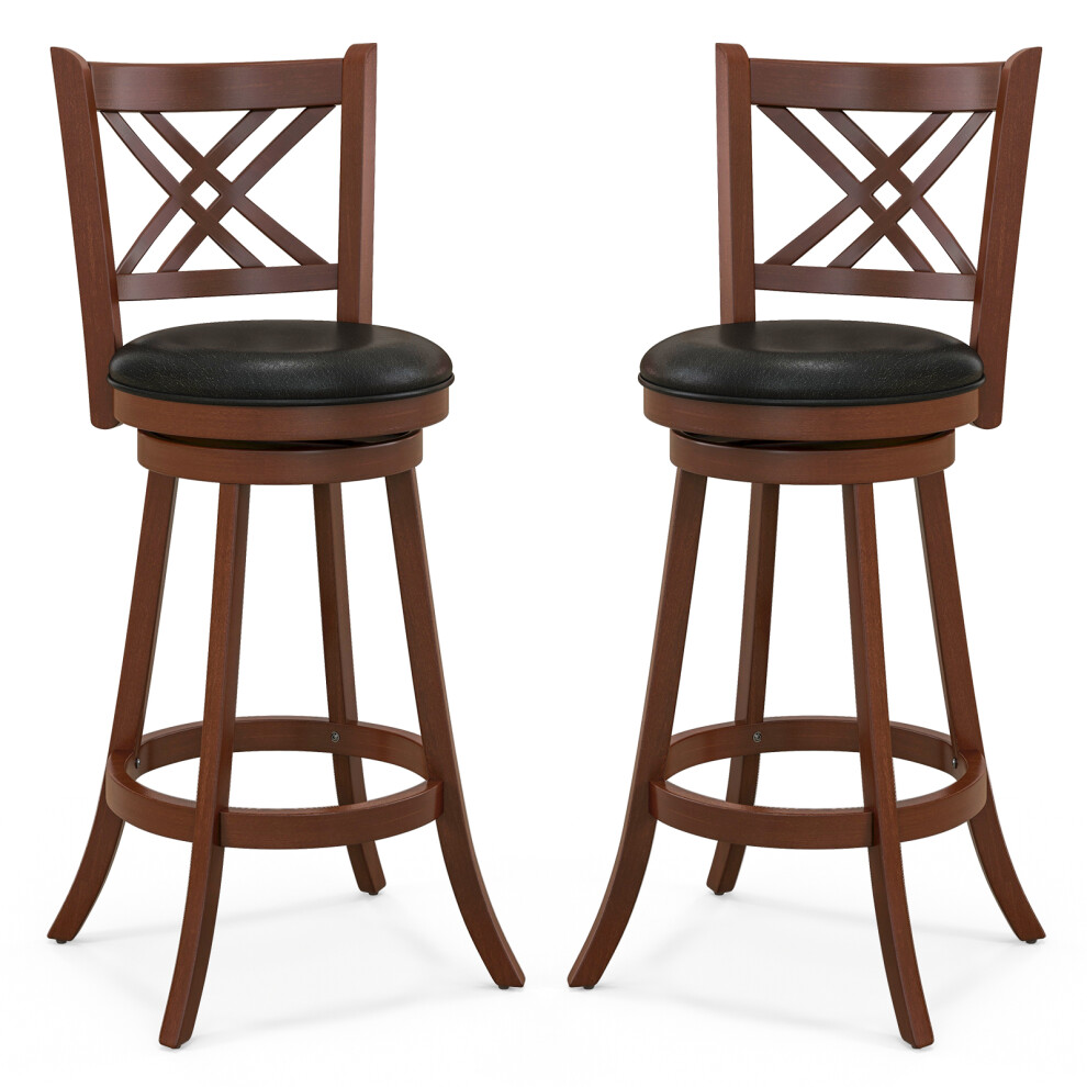 Set of 2 Bar Stools Counter Height Chair 360 °Swivel Upholstered Seat 29