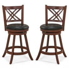 Set of 2 Bar Stools Counter Height Chair 360° Swivel Upholstered Seat 24"