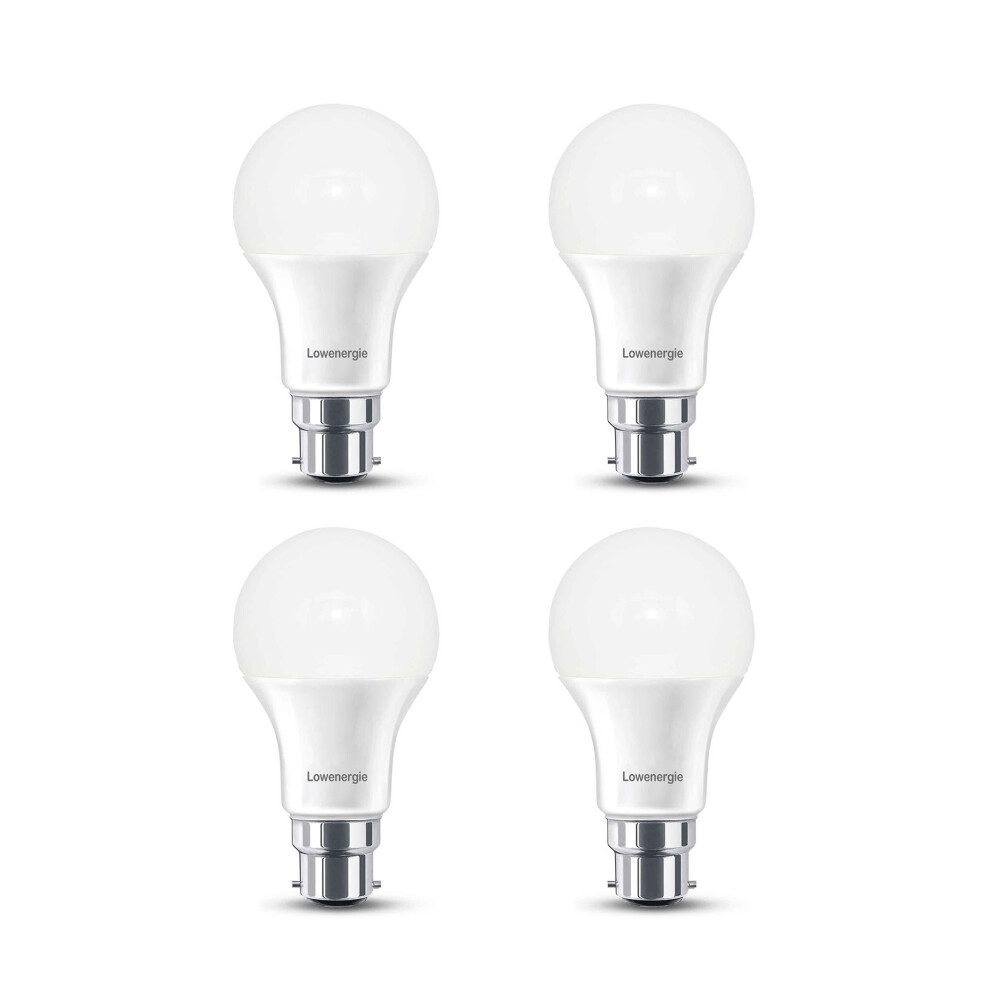 (4 pack) Lowenergie A60 LED Bulb 10w B22 4000K Cool White bayonet