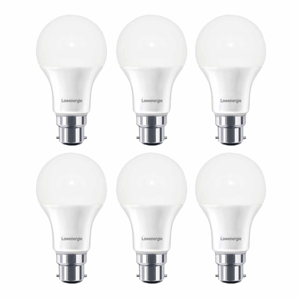 (6 pack ) Lowenergie A60 LED Bulb 10w B22 4000K Cool White bayonet