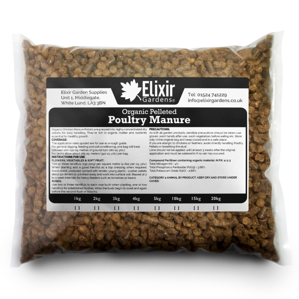 Elixir Garden Supplies (Bag, 10Kg) Organic Chicken/Poultry Manure Fertiliser Pellets