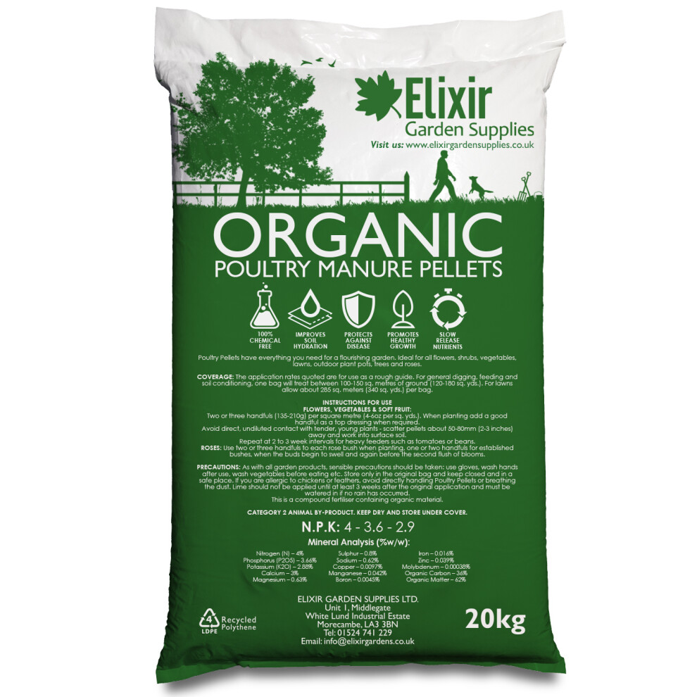 (Bag, 20kg) Organic Chicken/Poultry Manure Fertiliser Pellets