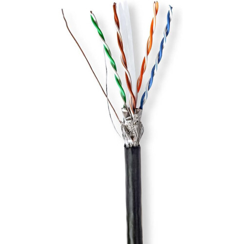 Network Cable Roll | CAT6 | Solid | S/FTP | CCA | 305.0 m | Outdoor | Round | PE | Black | Gift Box