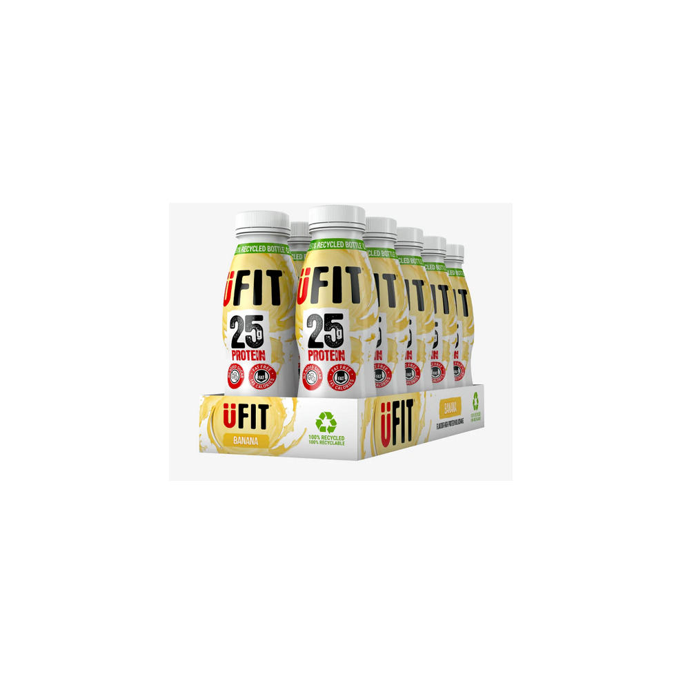 UFit 25g High Protein Shake Ready to Drink Banana Flavour Milkshake 10x 330mls