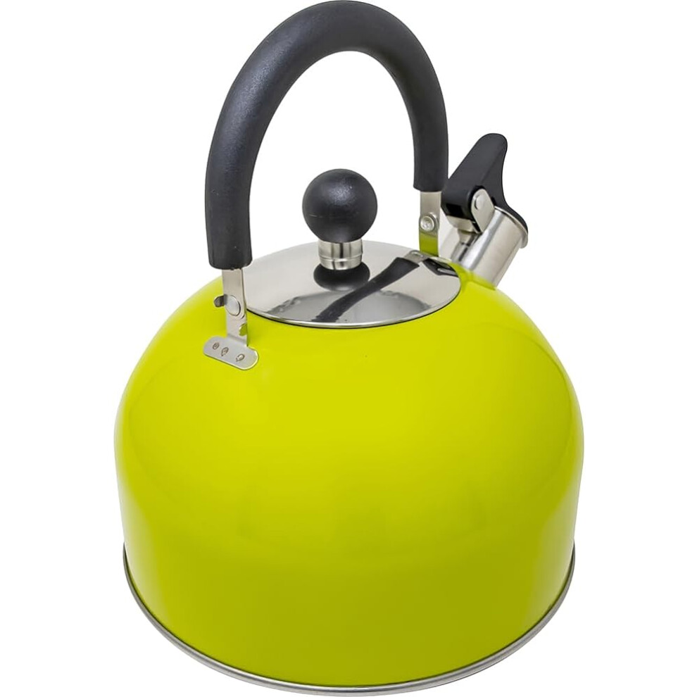 2.5L GREEN STAIINLESS STEEL LIGHTWEIGHT WHISTLING KETTLE FAST BOIL NEW