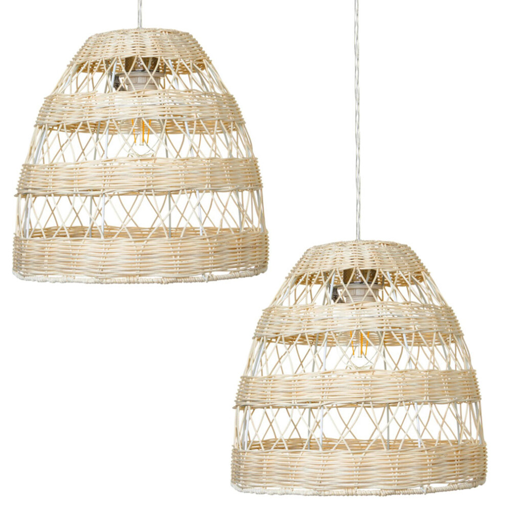 Litecraft Light Shade 33cm Rattan EasyFit Lampshade in Natural- 2 Pack