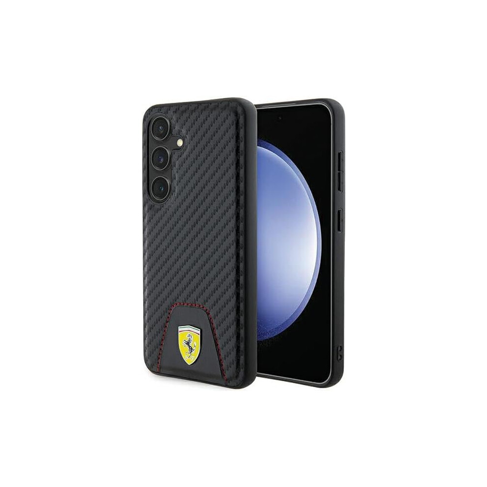 Ferrari Carbon Stitched Bottom Hard Case for Samsung Galaxy S24 Black