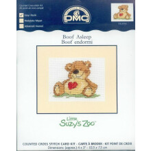 Teddy Bear Boof Asleep Cross Stitch Card Kit Little Suzy's Zoo DMC