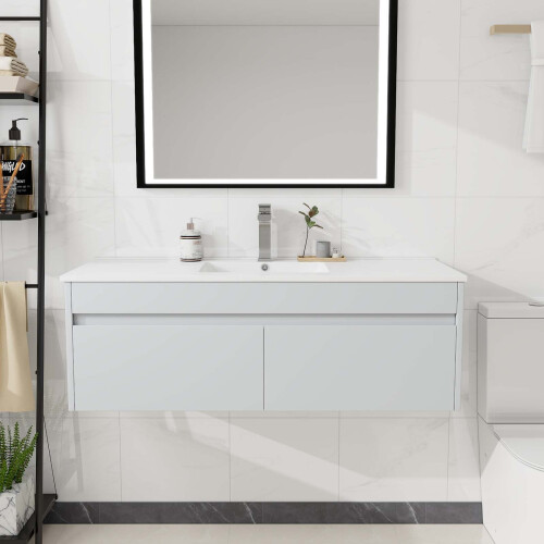 1200mm Bathroom Wall Mounted Vanity Unit & Basin Sink 2 Drawers Grey