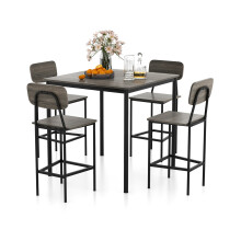 5-Piece Dining Table Set Industrial Counter Height Table 4 Bar Stools
