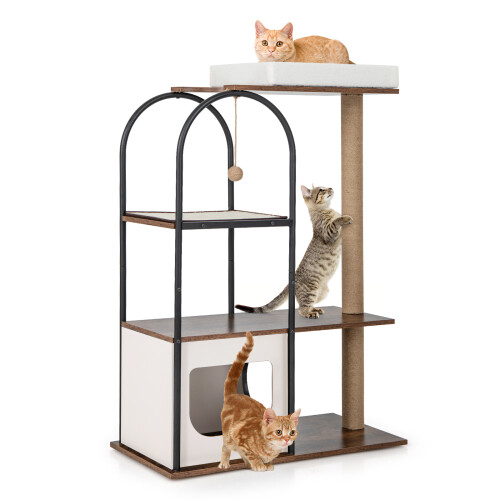 Costway 118 CM Cat Tree Tower with Condo Activity Center Set w/ Scratching Posts