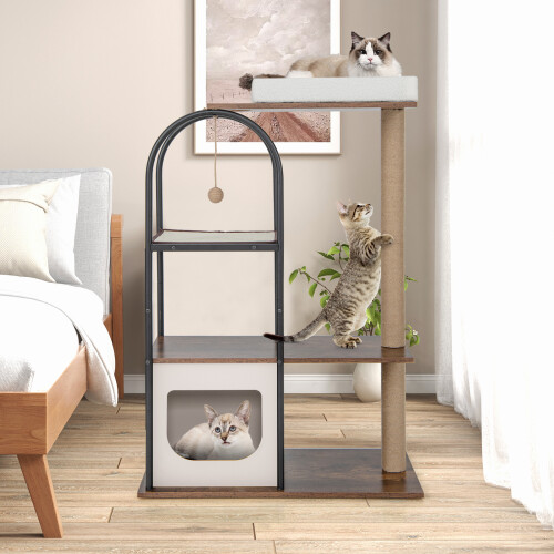Costway 118 CM Cat Tree Tower with Condo Activity Center Set w/ Scratching Posts 2