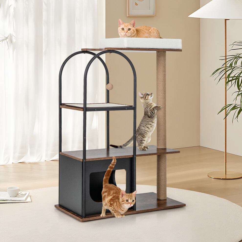 118 CM Cat Tree Tower with Condo Activity Center Set w/ Scratching Posts