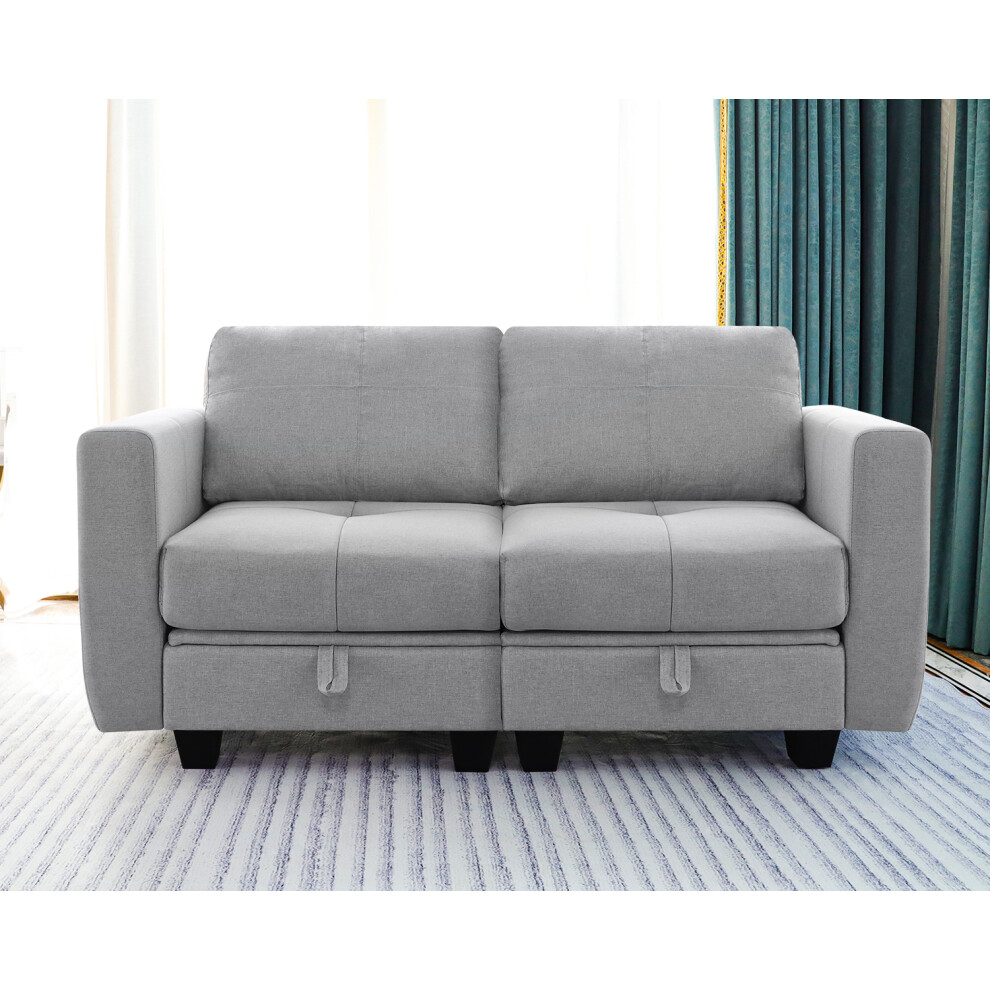 Modern 2 Seater Sofa with Storage, Sectional Sofa, Removable Couch Back Cushion Covers - Fabric Small Sofa for Living Room