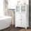 Costway 4-Door Bathroom Floor Cabinet Kitchen Cupboard W/ Adjustable Shelf 2