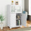 Costway 4-Door Bathroom Floor Cabinet Kitchen Cupboard W/ Adjustable Shelf 3