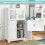 Costway 4-Door Bathroom Floor Cabinet Kitchen Cupboard W/ Adjustable Shelf 9