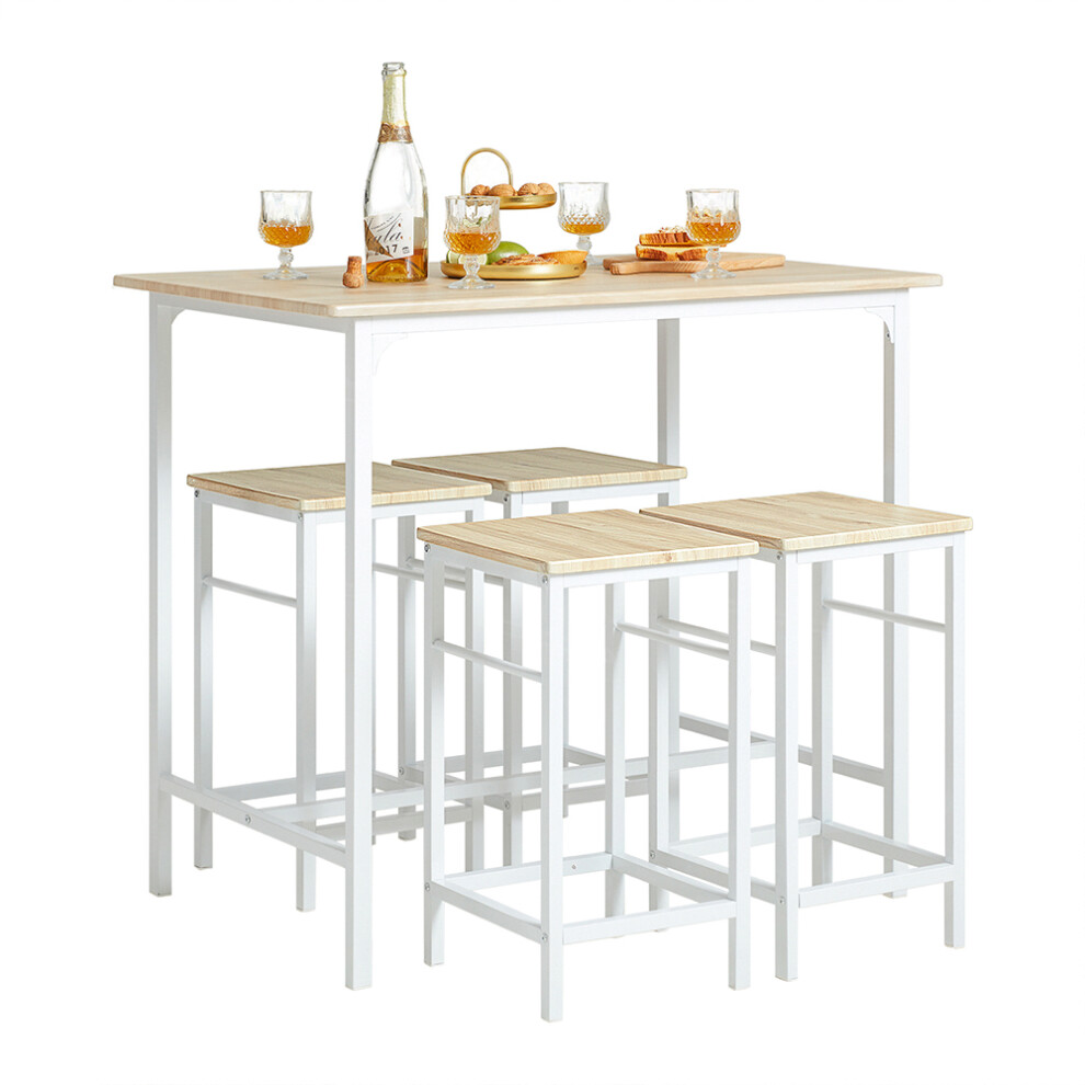 SoBuy OGT11-WN, Bar Set-1 Bar Table and 4 Stools, 5 Pieces Dining Set