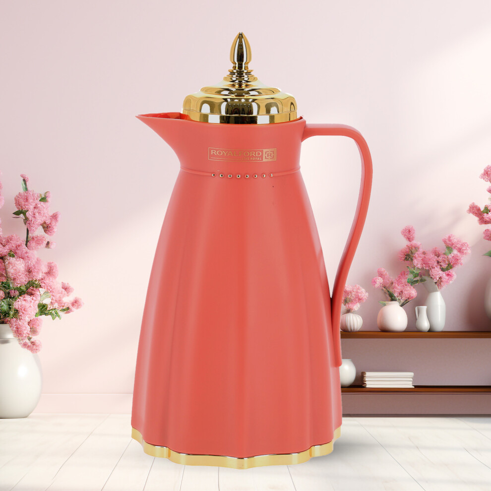 (Brown) Royalford Glass Insulated Vacuum Thermal Flask 1L