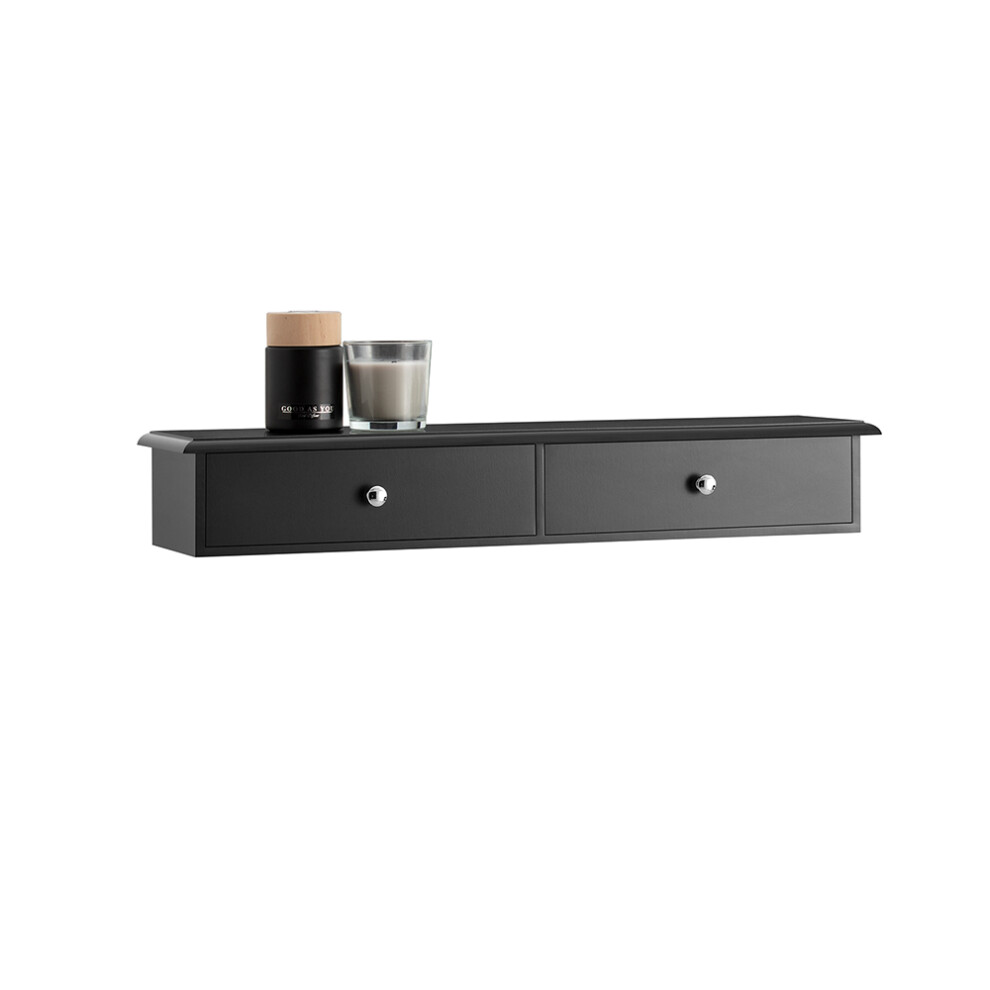 SoBuy FRG43-SCH, Wall Shelf Floating Shelf with 2 Drawers, Black
