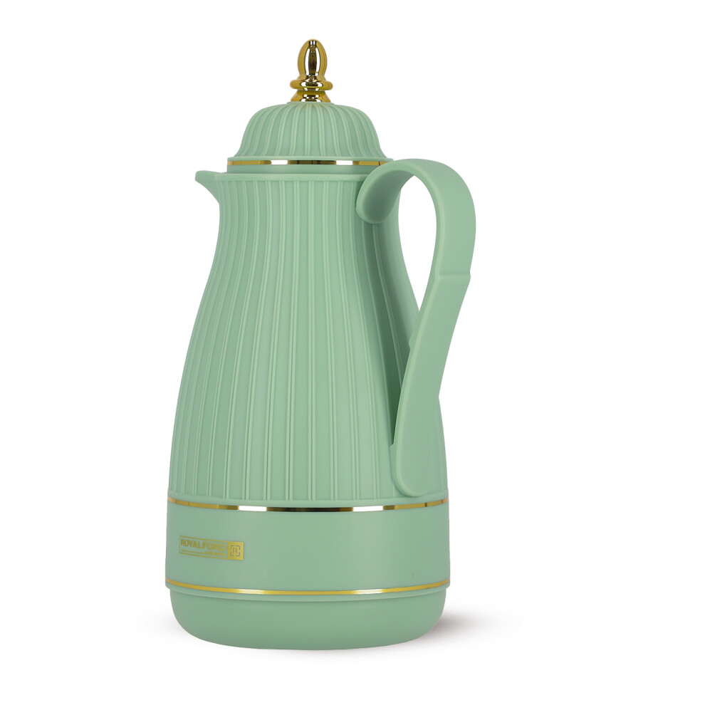 (Green) Royalford Glass Insulated Vacuum Thermal Flask 1L