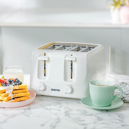 GEEPAS (White) Geepas 4 Slice Bread Toaster 6Level Browning 1400W 2