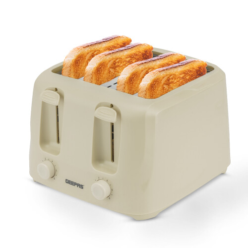 GEEPAS (Beige) Geepas 4 Slice Bread Toaster 6Level Browning 1400W