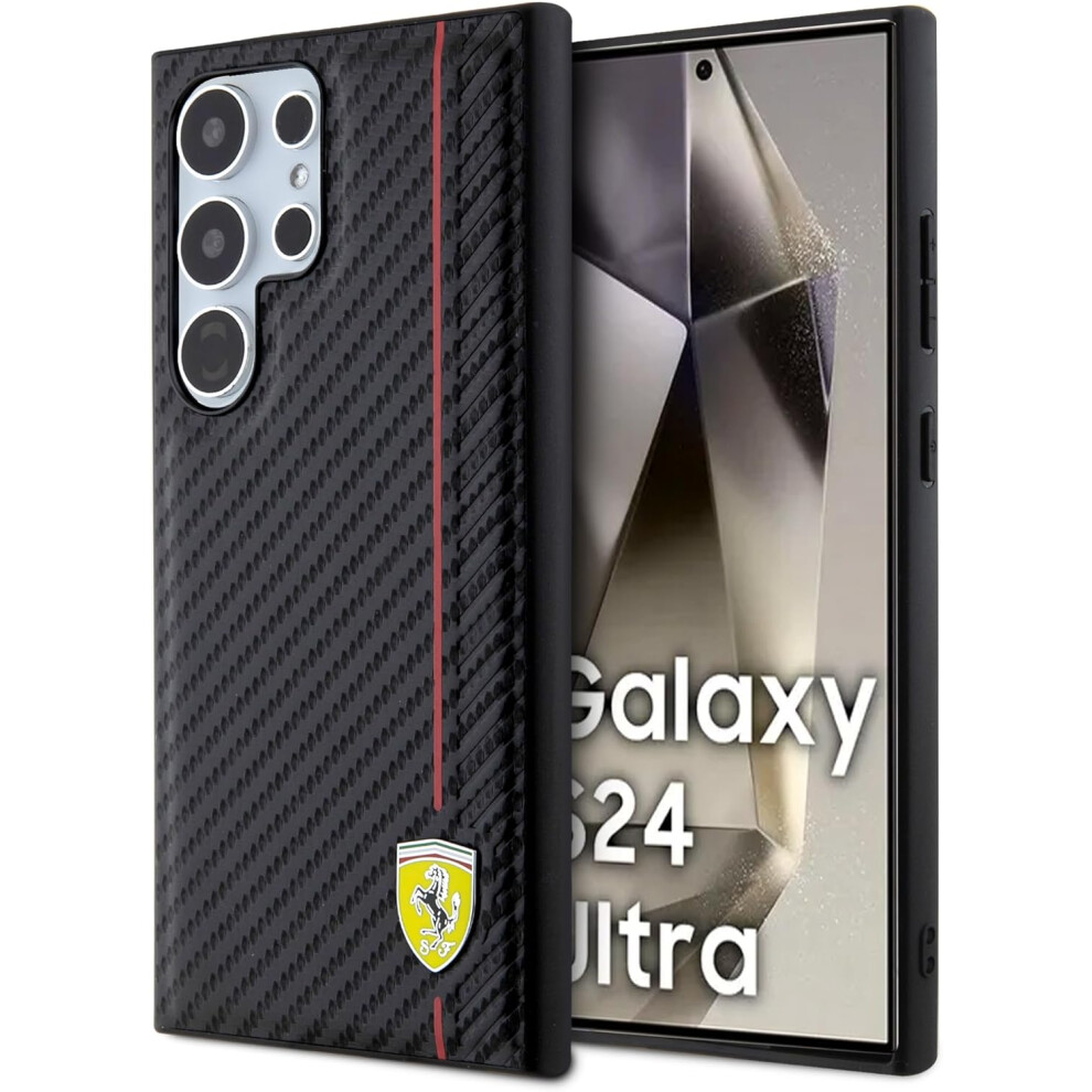 Ferrari Carbon Printed Line Hardcase for Samsung Galaxy S24Ultra Black