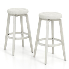 Set of 2 Swivel Bar Stool 76cm Upholstered Kitchen Stools W/ Footrest