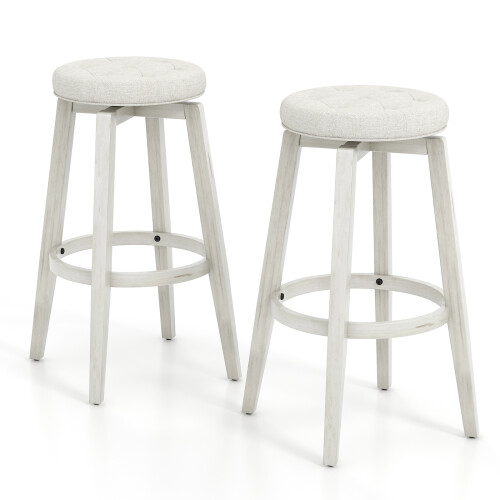 Costway Set of 2 Swivel Bar Stool 76cm Upholstered Kitchen Stools W/ Footrest