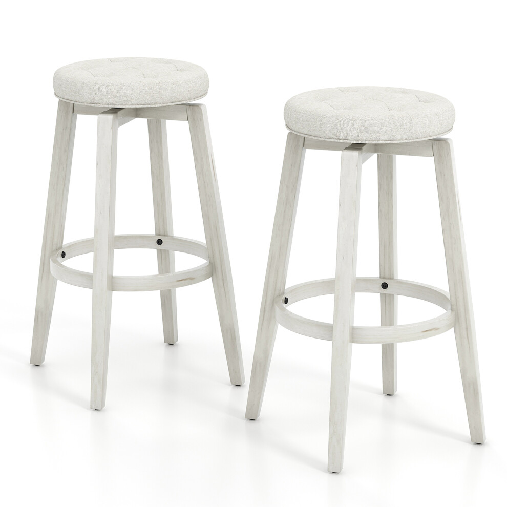 Set of 2 Swivel Bar Stool 76cm Upholstered Kitchen Stools W/ Footrest