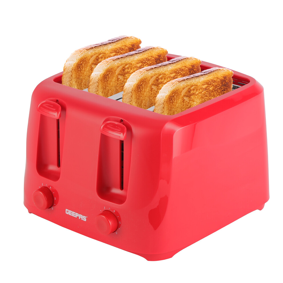 geepas-4-slice-red--wide-slot-bread-toaster-reheat-defrost-function