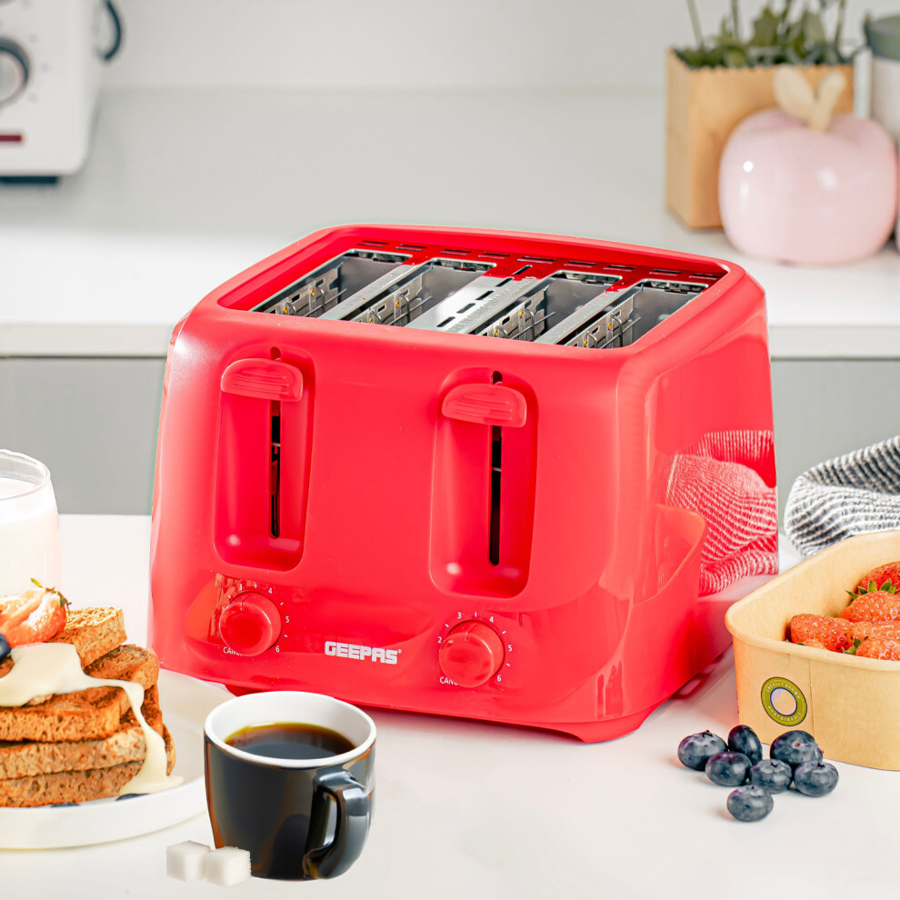 geepas-4-slice-red--wide-slot-bread-toaster-reheat-defrost-function