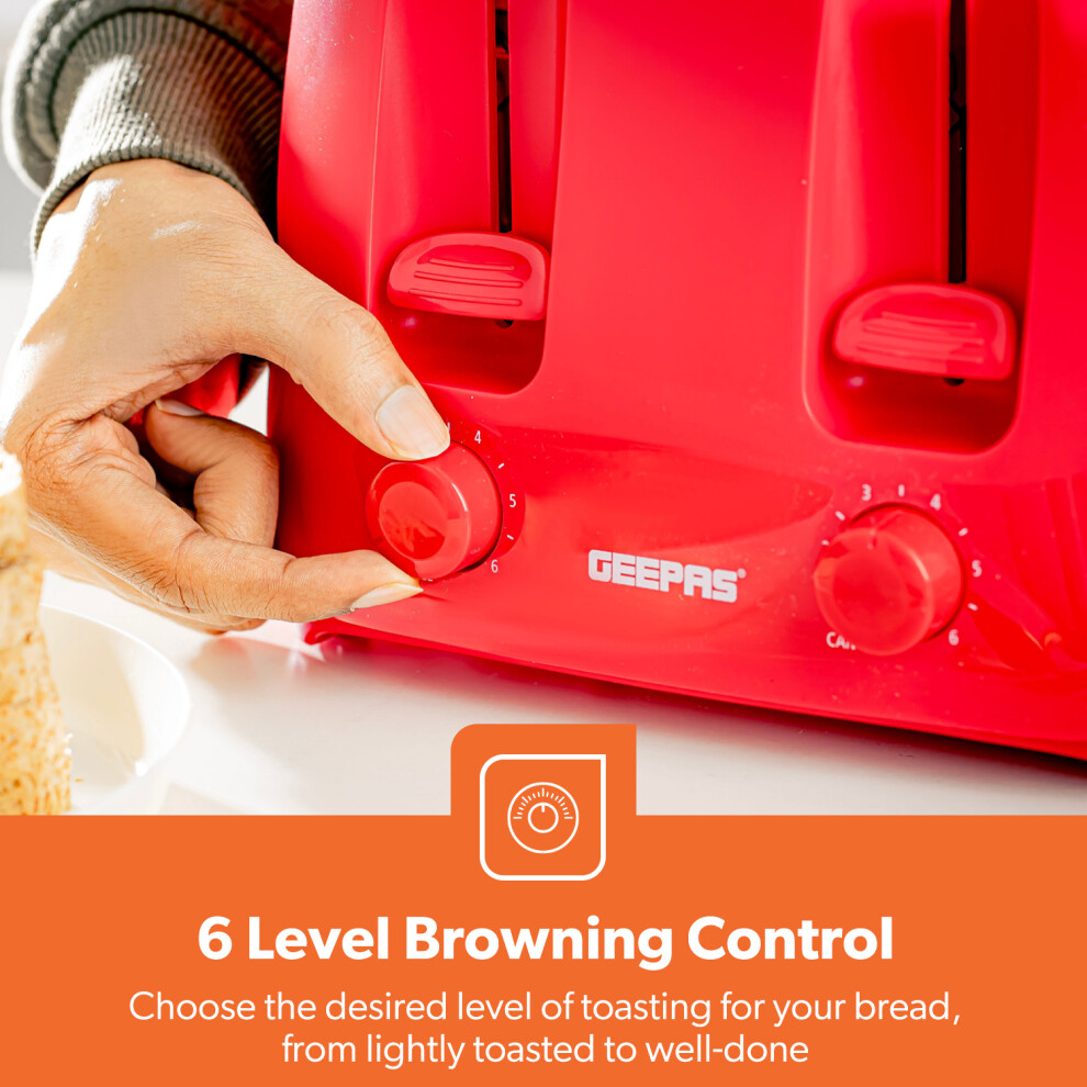 geepas-4-slice-red--wide-slot-bread-toaster-reheat-defrost-function