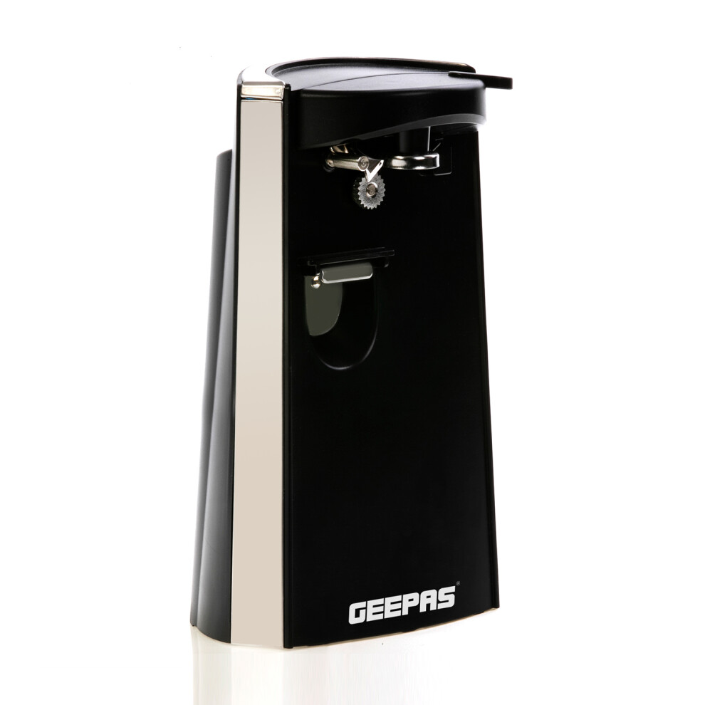 Geepas Can Opener Bottle Opener & Knife Sharpener, Electric 3in1 Black
