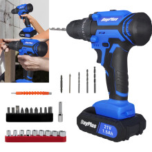 Cordless Drill 25+1 Torque Setting Cordless Srewdriver with 2pcs Batteries 2 Variable Speed