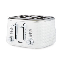 (White) Geepas 4 Slice Bread Toaster 7 Browning Control