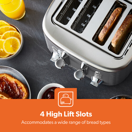 GEEPAS Geepas 4 Slice Bread Toaster 7 Browning Control with Crumb Tray, Grey 2