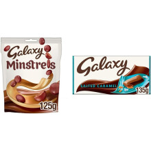 Galaxy Minstrels Chocolate Bag Snacks & Chocolate Gifts 125g & Salted Caramel Chocolate Bar Chocolate Gifts 135 g