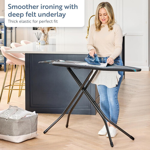 Minky Minky Ergo Replacement Ironing Board Cover - Extra Thick Elasticated, 122 x 38 cm, Prozone Heat Reflective Surface 1