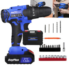 Power Drill 21V Electric Drill Set 3/8inch Keyless Chuck 400 In-lbs Torque with 26pcs Drill Bit 1.5Ah Battery Tool Set for Home